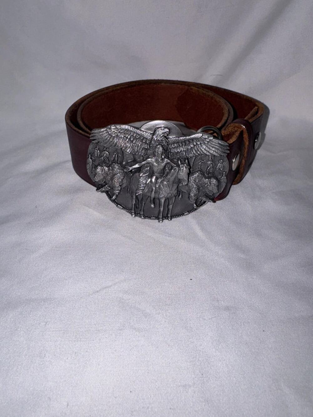 VTG Siskiyou leather and pewter mens belt